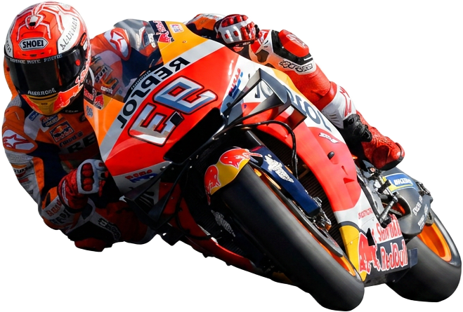 Moto inclinée vers la gauche